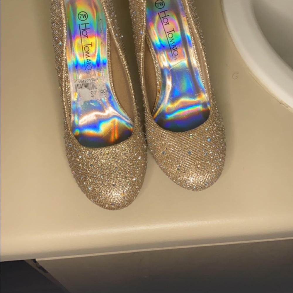 Rhinestone gold heels